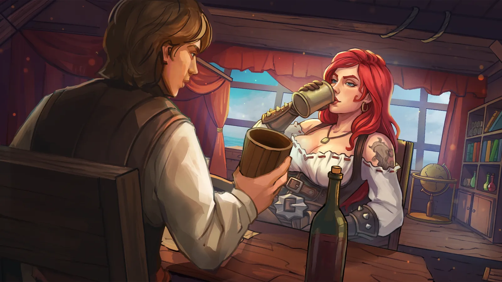 Anna and Fabian share a drink on their date